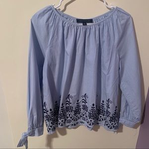 Tommy Hilfiger Blue Embroidered Stripped Top-Sm